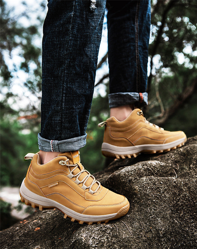 Mens Yellow hiking sneakers with low top, Shopit UAE, The Luxe Trail collection