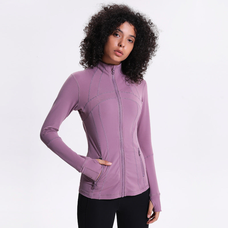 Womens slim zipper purple fit for sports and gym, Shopit UAE, The Motion Edition collection