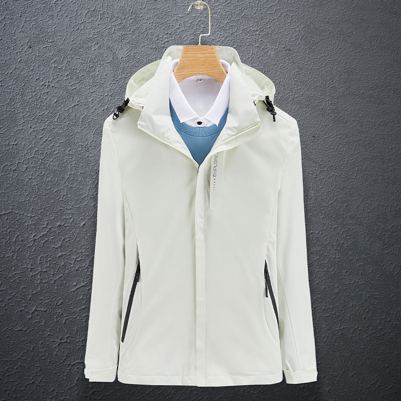 Mens white hiking jacket, Shopit UAE, The Luxe Trail collection