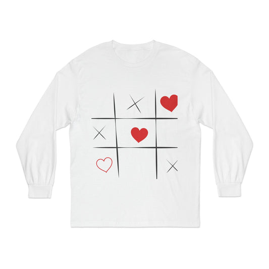 Love Game Long Sleeve T-Shirt - Tic Tac Toe Hearts Design