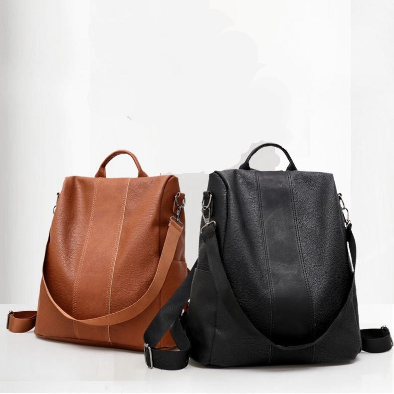 Women’s large-capacity solid color backpack for casual and everyday use